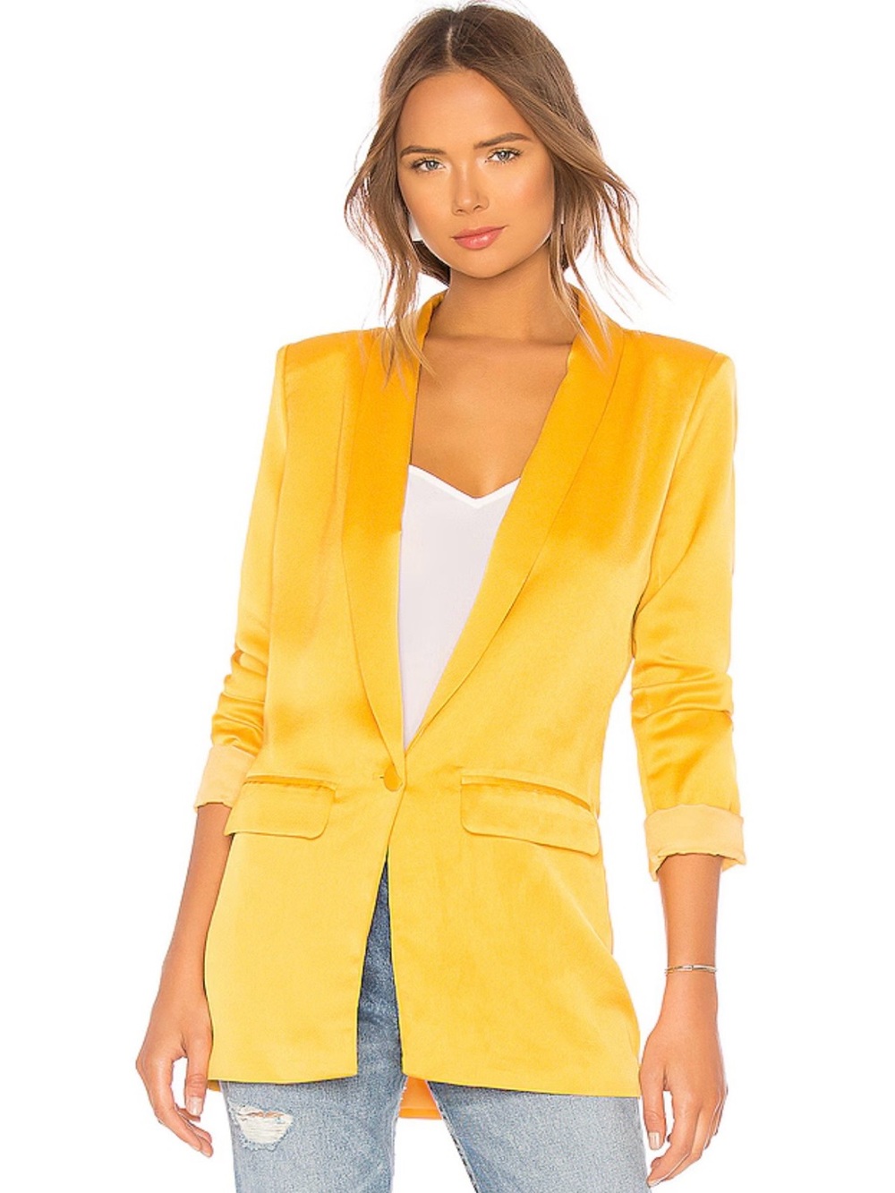 L'Academie The Fleur Blazer in Mustard Yellow NWT Size XL